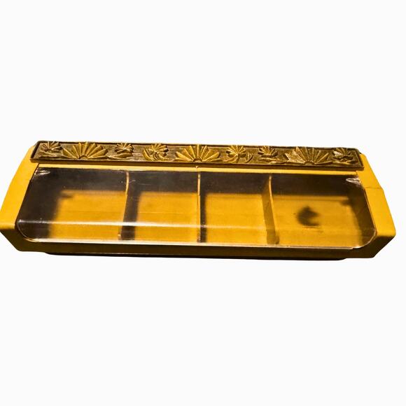 Vintage 1970s Mustard Yellow Plastic Organizer with Lid - Picture 8 of 8